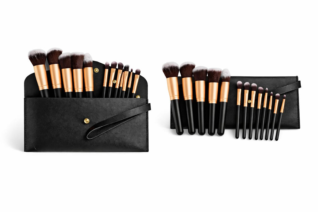 14-Piece Professional Makeup Brush Set with Travel Pouch